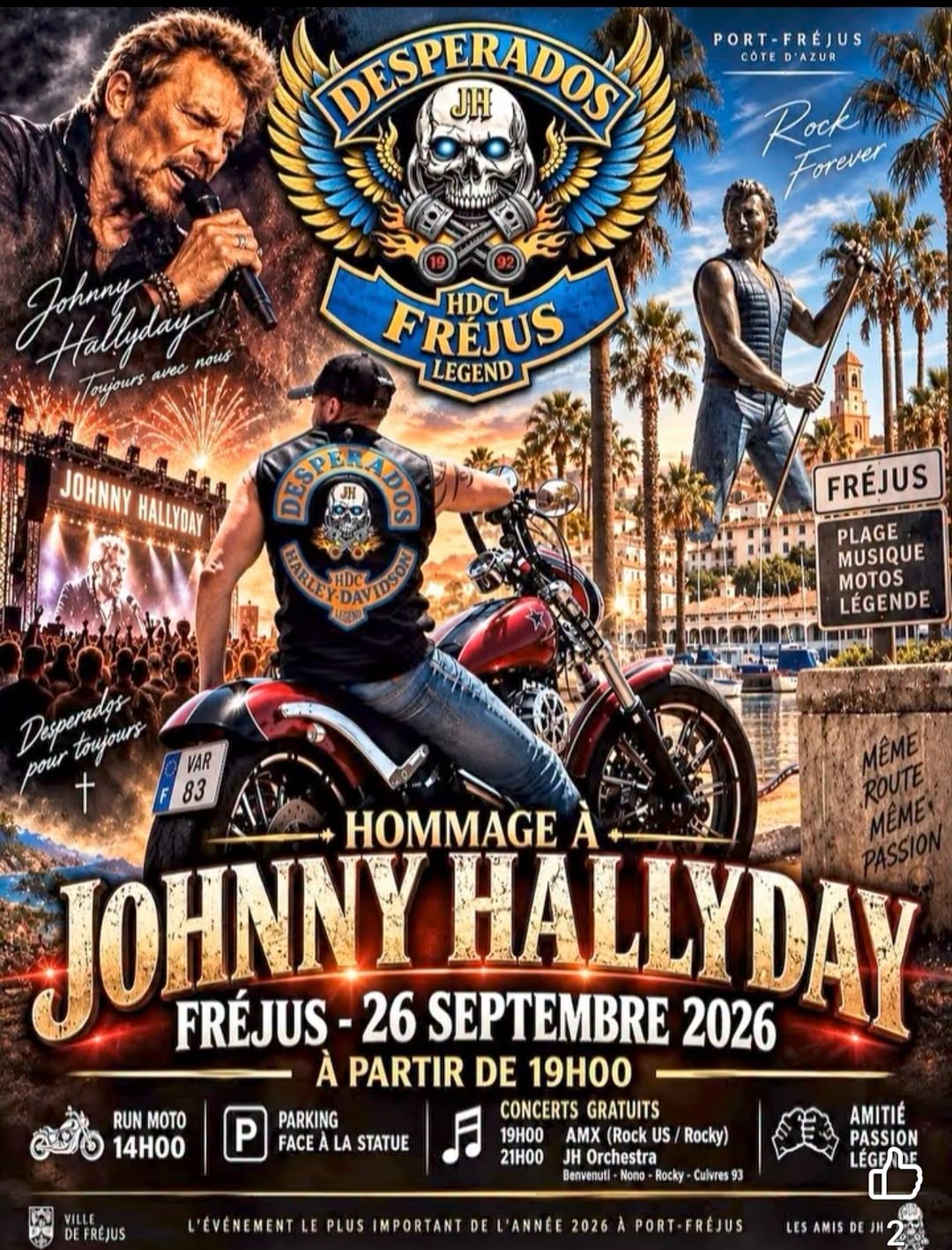 Affiche Johnny Hallyday Legend - Run Moto & Concerts
