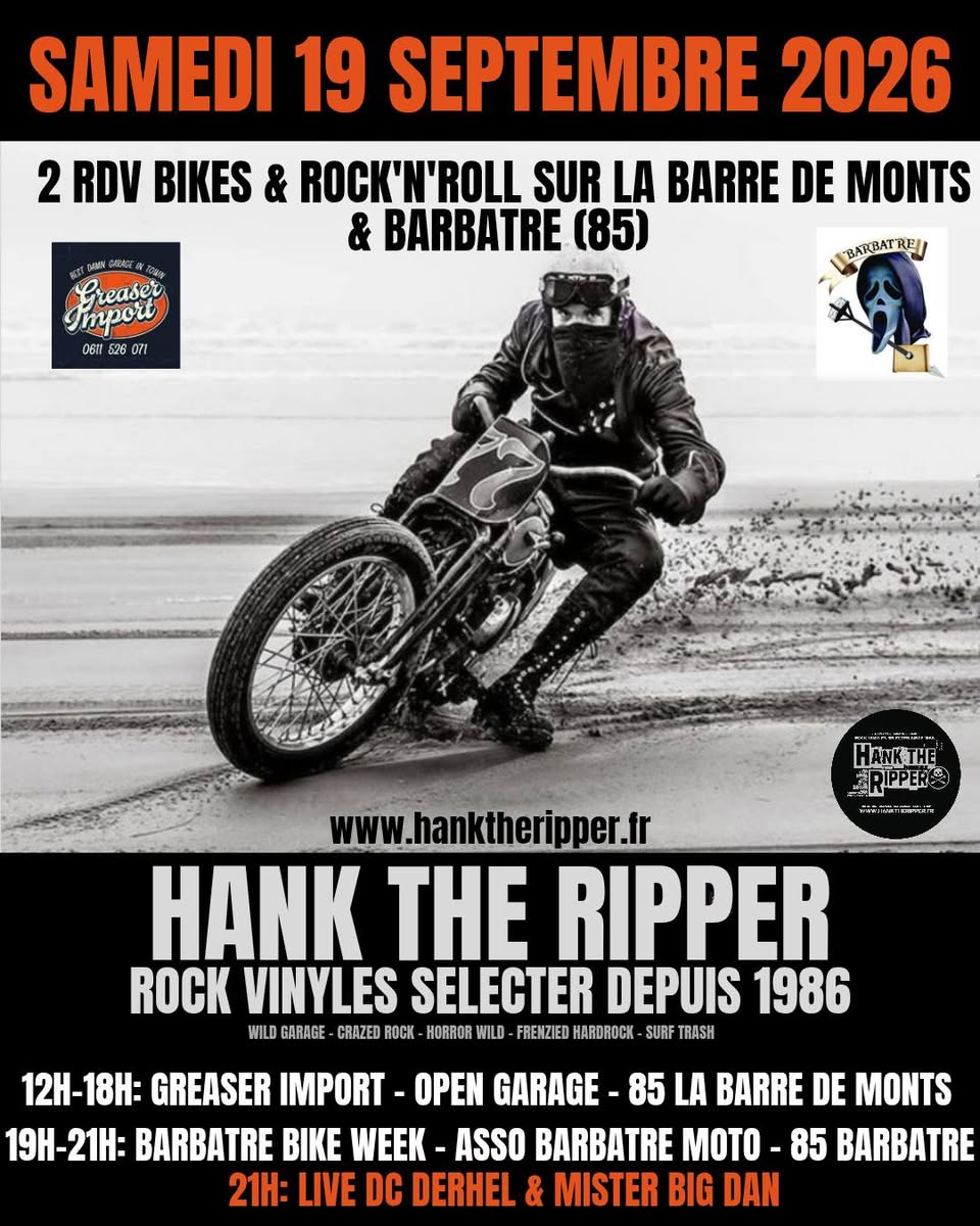 Affiche BARBATRE BIKE WEEK - VINYLES ROCK DJ SETS by HANK THE RIPPER