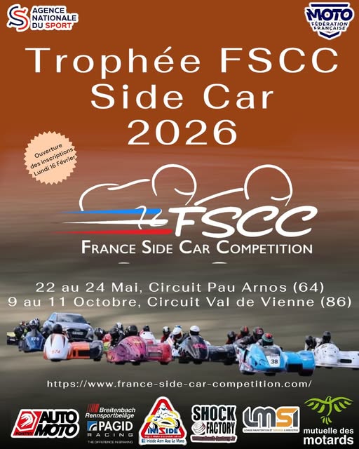 Affiche Week-end de finale du "Trophée FSCC Side Car" sur le circuit du Val de Vienne