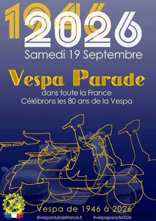 Affiche Venez célébrer les 80 ans de la Vespa avec le Vespa Club de Nice