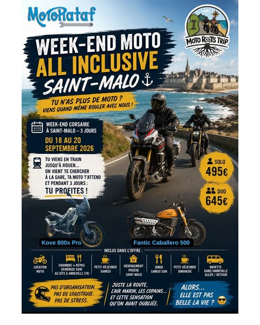 Affiche Week-end moto ALL INCLUSIVE à SAINT MALO