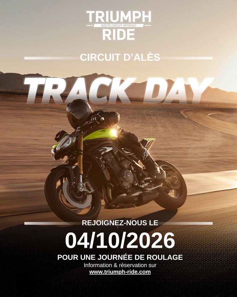 Affiche Journée de roulage sur le circuit d'Alès avec Triumph Montpellier