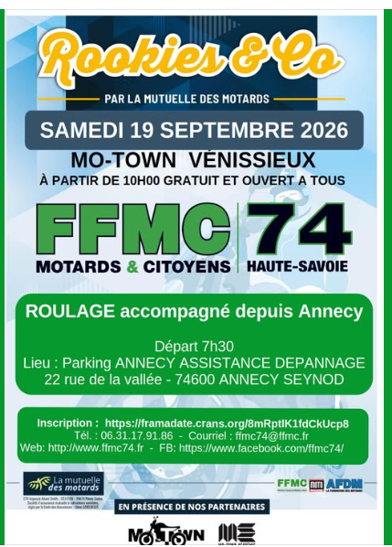 Affiche Roulage accompagné FFMC 74 vers Mo-Town (Vénissieux)
