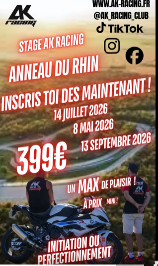 Affiche Stage de pilotage sur le Circuit Anneau du Rhin avec AK Racing