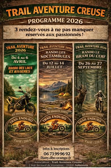 Affiche Rando le Bram du cerf avec Trail Aventure Creuse