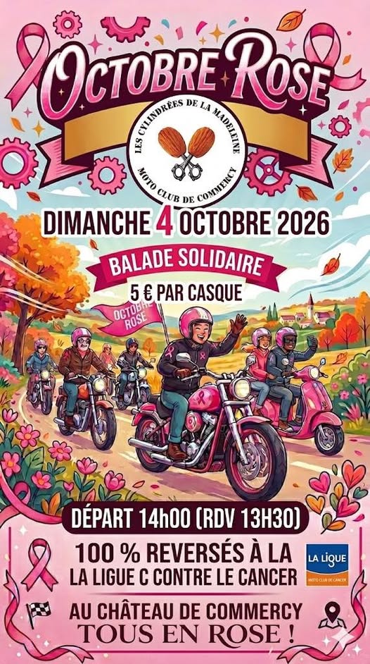 Affiche Week-end solidaire "Octobre Rose" par les Cylindrées de la Madeleine