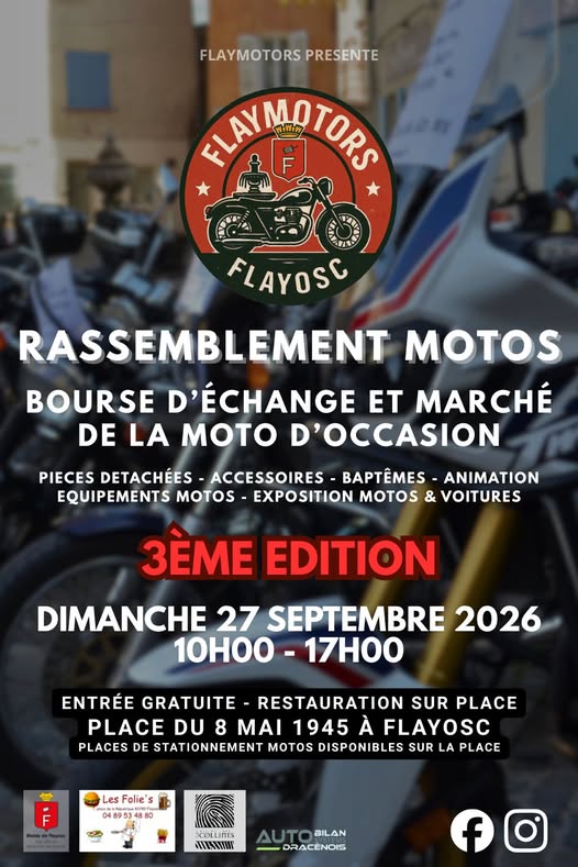 Affiche 3ème Rassemblement moto à Flayosc