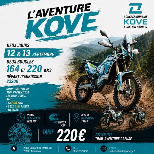 Affiche Week-end Kove avec Trail Aventure Creuse