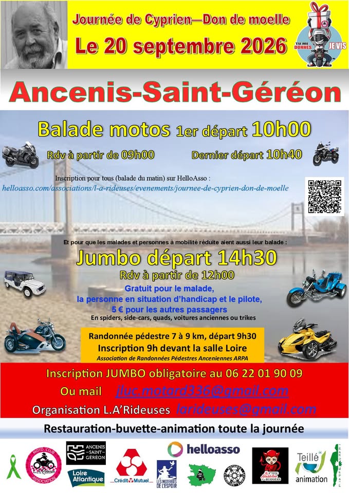 Affiche Journée du don de moelle osseuse (journée de Cyprien) à la Charbonnière - Ancenis